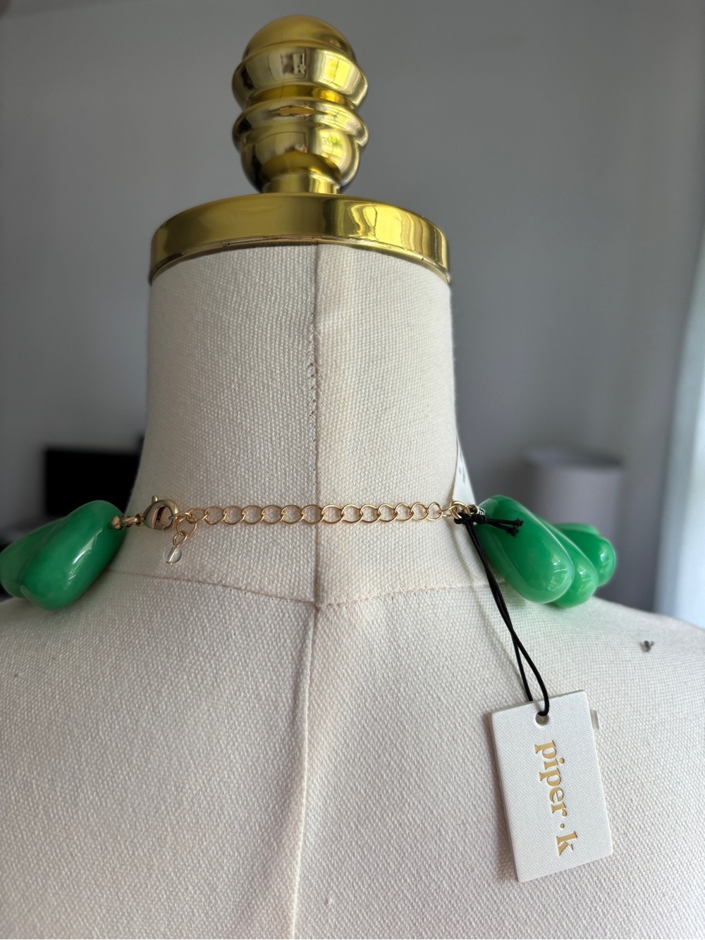 Piper Bold Green Chunky Bead Necklace 16" x 3" Lead Safe Nickel Free SKU 24 - Picture 4 of 4